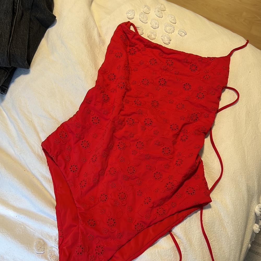 Free People Red Floral One Piece Swimsuit